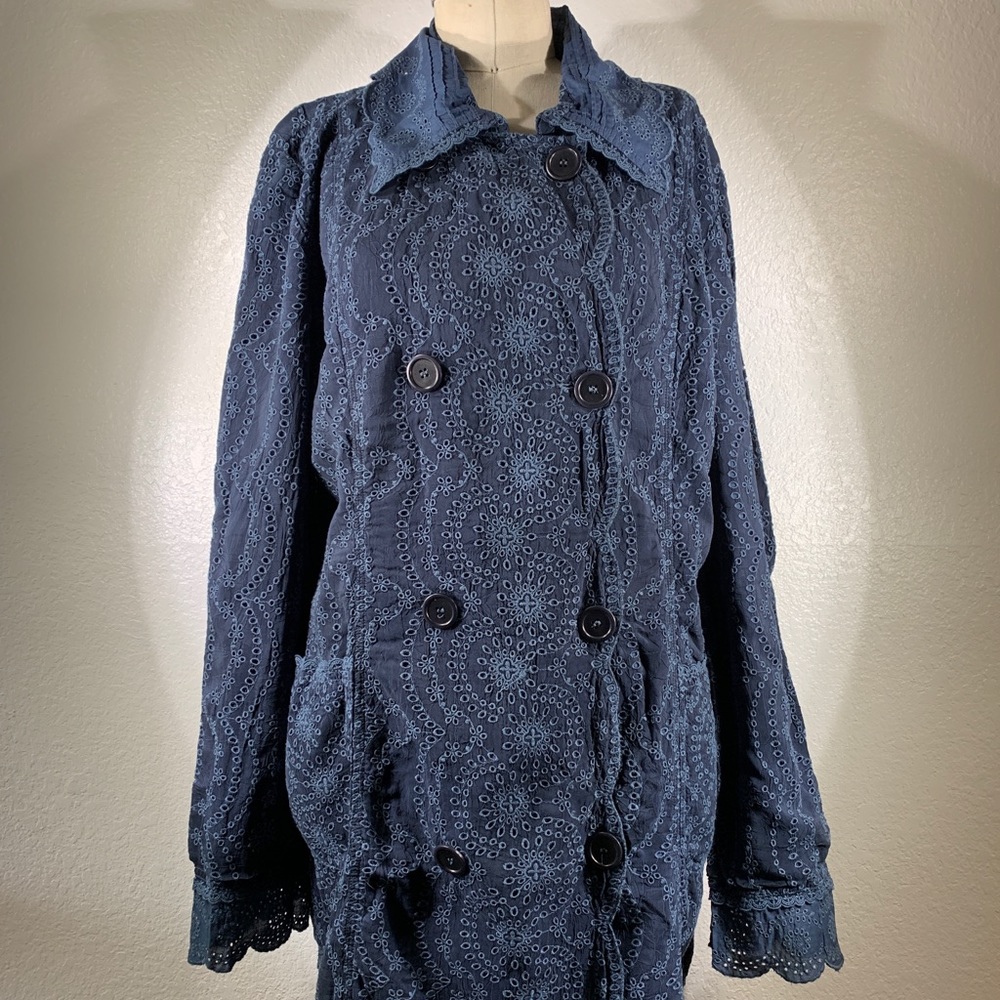Johnny Was Eyelet Pea Coat NWT